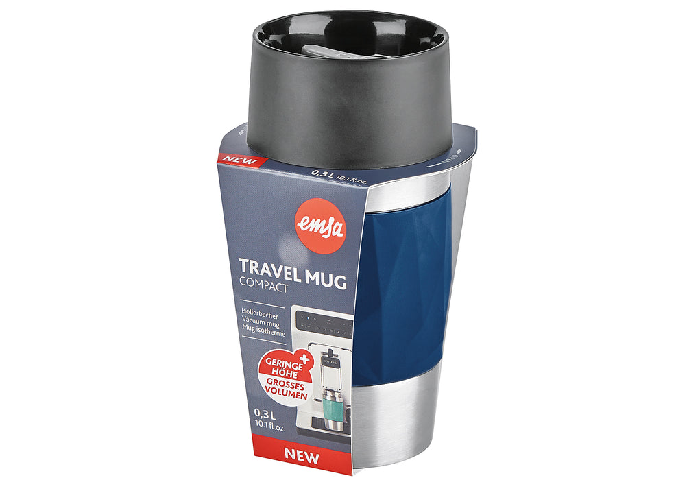 EMSA Isolierbecher Travel Mug Compact 0,3l Manschette dunkelblau