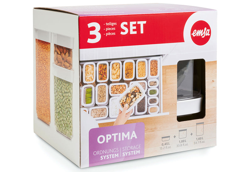 EMSA Trockenvorratsdose Optima 3er Set (0,45l / 1l / 1,6l)