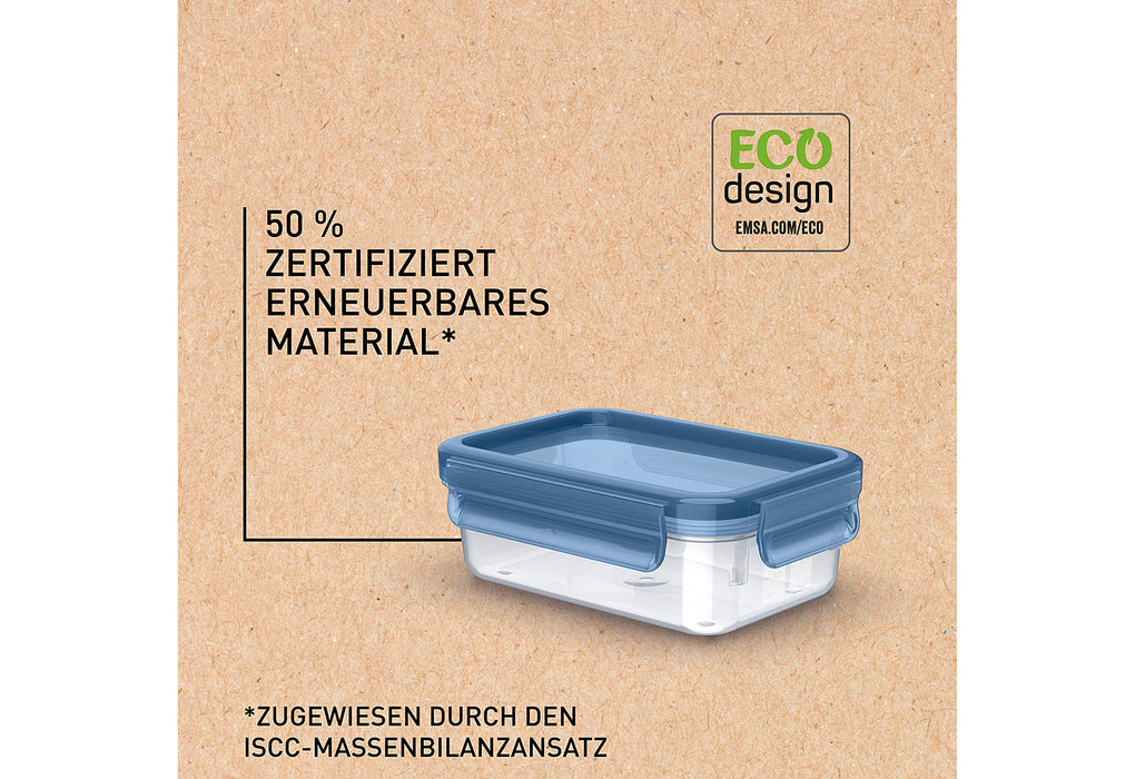 EMSA Frischhaltedose Clip & Close Eco 0,55l rechteckig transparent blau