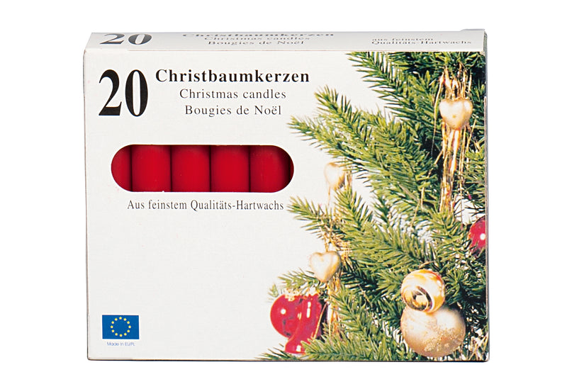 Baumkerze 9,6cm Ø1,2cm rot 20 Stück
