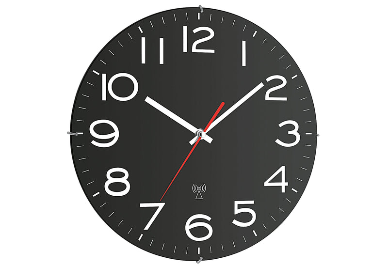TFA Funk-Wanduhr Batteriebetrieb Ø31cm schwarz