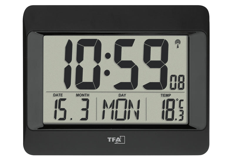 TFA Funk Uhr schwarz