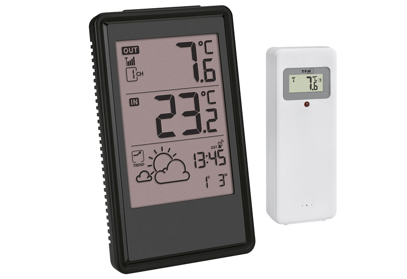 TFA Funk Wetterstation mit Weckfunktion schwarz