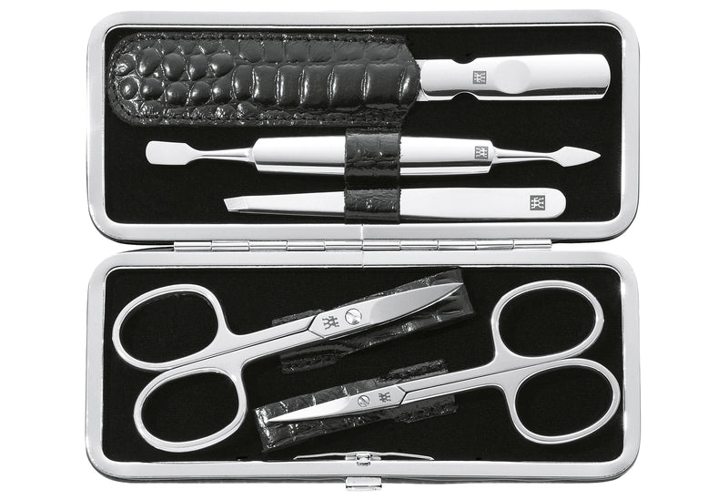 ZWILLING BEAUTY Maniküre/Pediküre Etui Kroko Optik schwarz 5teilig