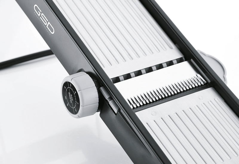GSD Profi Mandoline aus Edelstahl mit schwarzem Rahmen