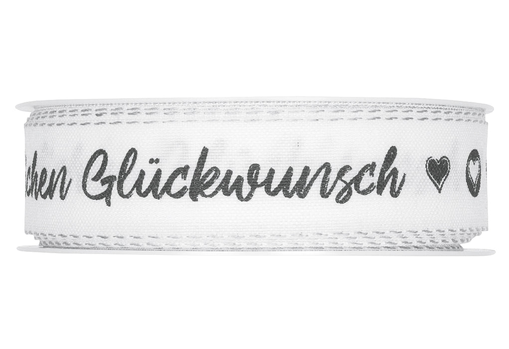 Druckband Herzlichen Glückwunsch B25mmxL18m  weiß