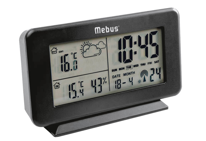 MEBUS Funk-Wetterstation 4x13x8cm kabellos schwarz