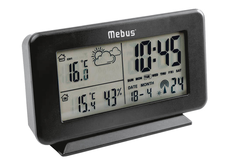 MEBUS Funk-Wetterstation 4x13x8cm kabellos schwarz