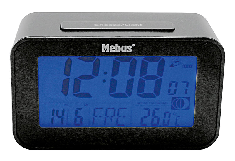 MEBUS Funk-Wecker digital ohne 2x AAA Batterien 7,1x12x4,8cm anthrazit