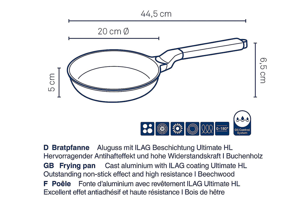 KELA Bratpfanne Vitana Ø20cm H: 5cm Griff Buchenholz