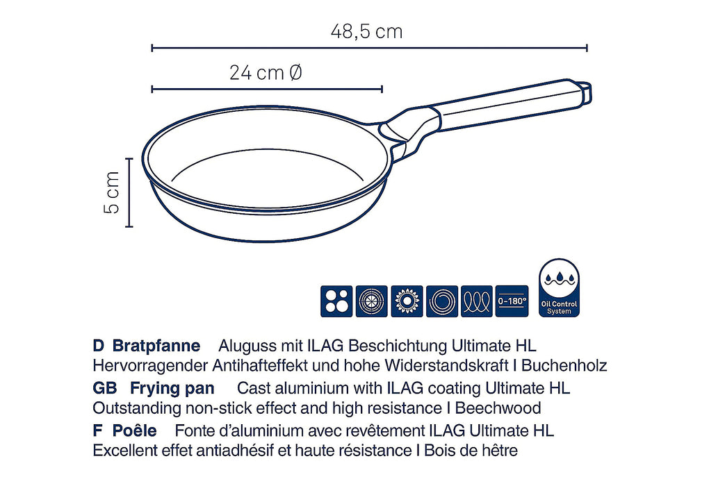 KELA Bratpfanne Vitana Ø24cm H: 5cm Griff Buchenholz