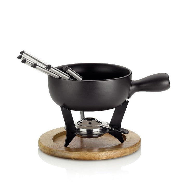 KELA Käsefondue-Set Country Gusseisen/Holz 21cm Ø22cm 10teilig