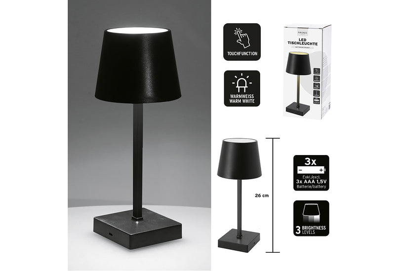 Tischleuchte LED batteriebetrieben schwarz 26cm