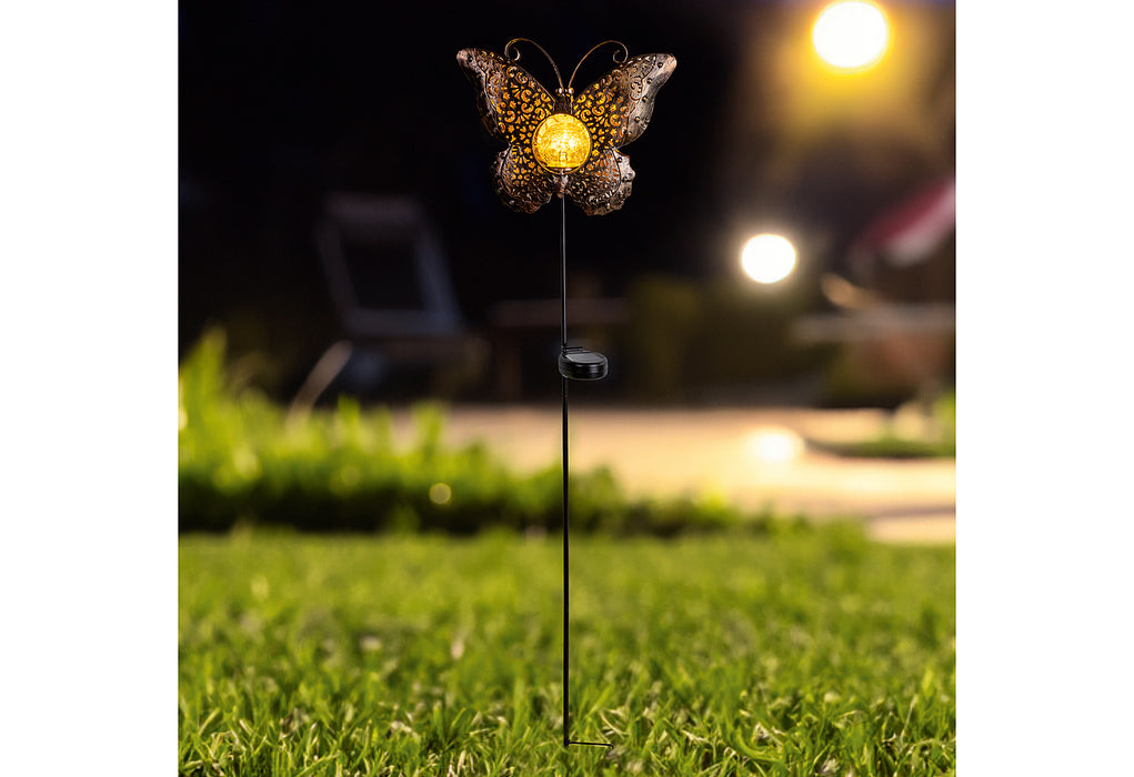 HI LED Solar Gartenstecker Schmetterling 102cm