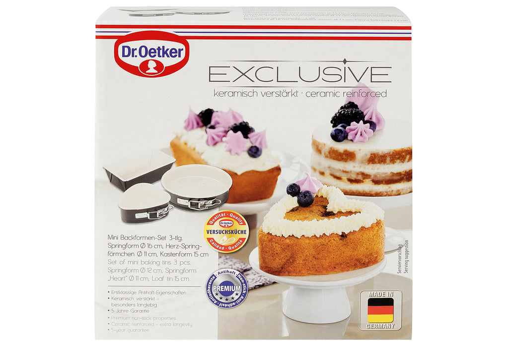 DR.OETKER Mini-Backform Exclusive (Springform, Springform Herz, Kastenform) 3er Set