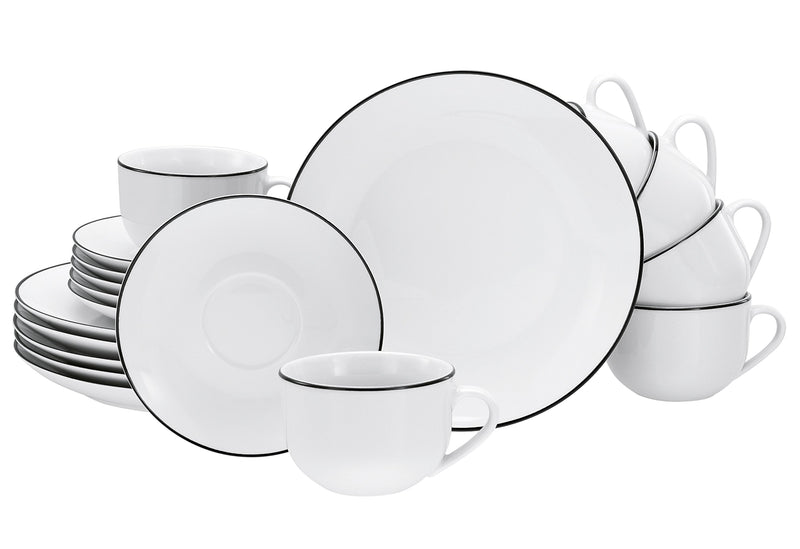 CREATABLE Kaffeeservice 6 Black line 18teilig