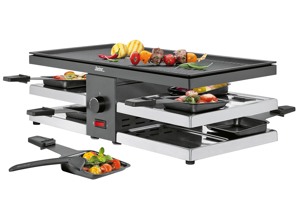 SPRING Raclette FUN mit Aluplatte schwarz 8Personen