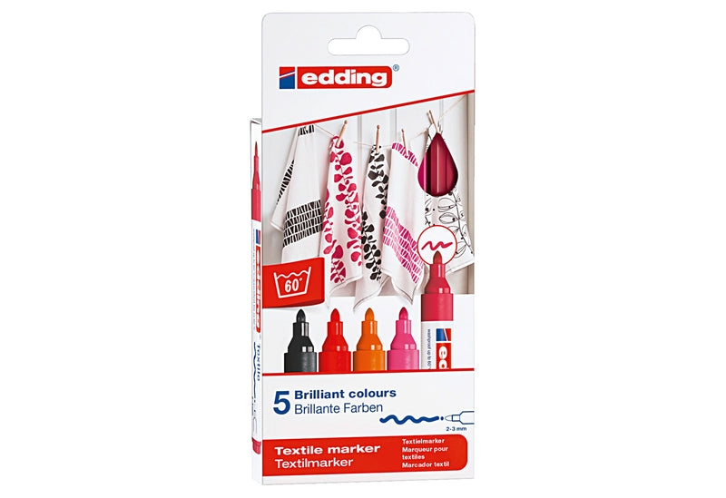 EDDING Textilmarker warm colours 4500 2-3mm 5er Pack