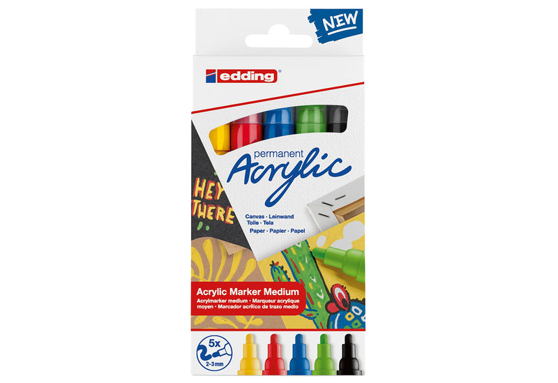 EDDING Acrylic Marker 5100 medium basic 5Stück