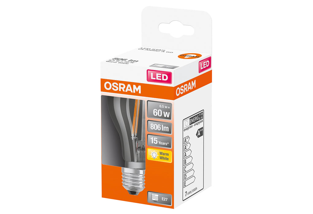 OSRAM LED Birnenlampe A60 7W klar E27