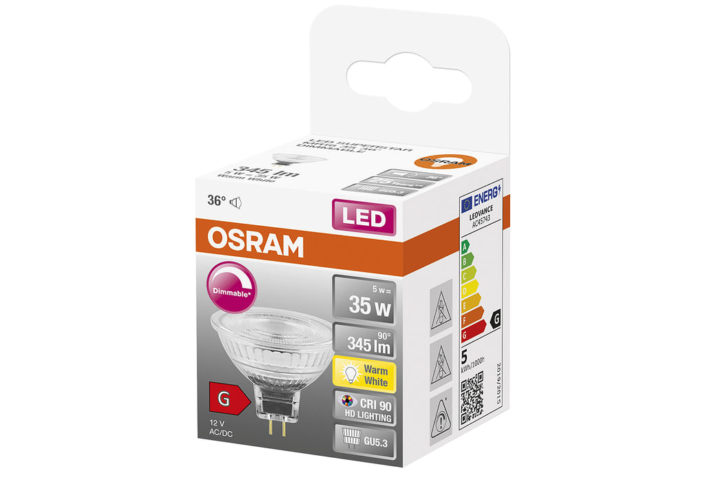 OSRAM LED Reflektorlampe MR16 5W GU5,3 36°dim