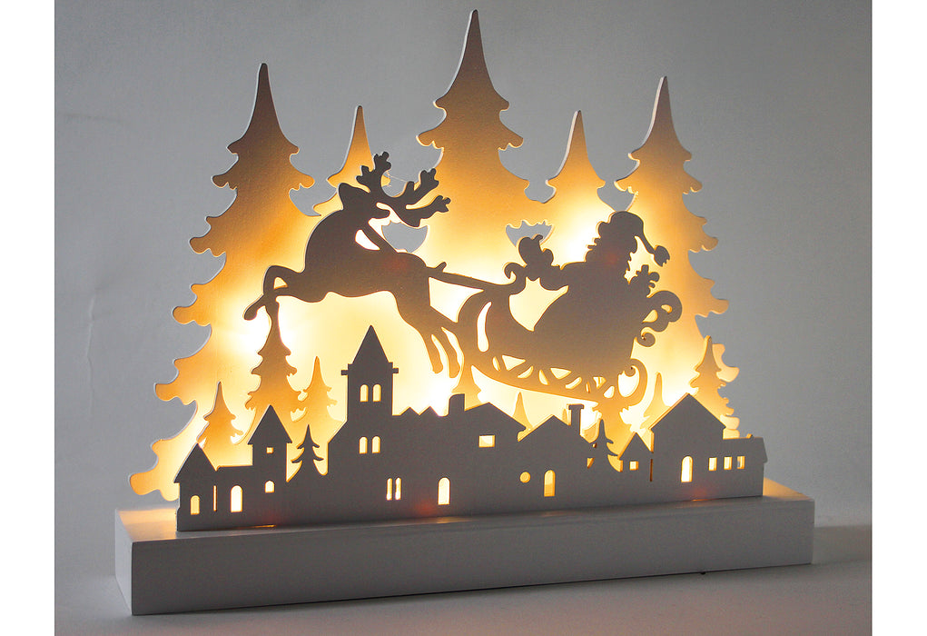 F-H-S Silhouette Santa mit Schlitten 12LED 30x6x24cm