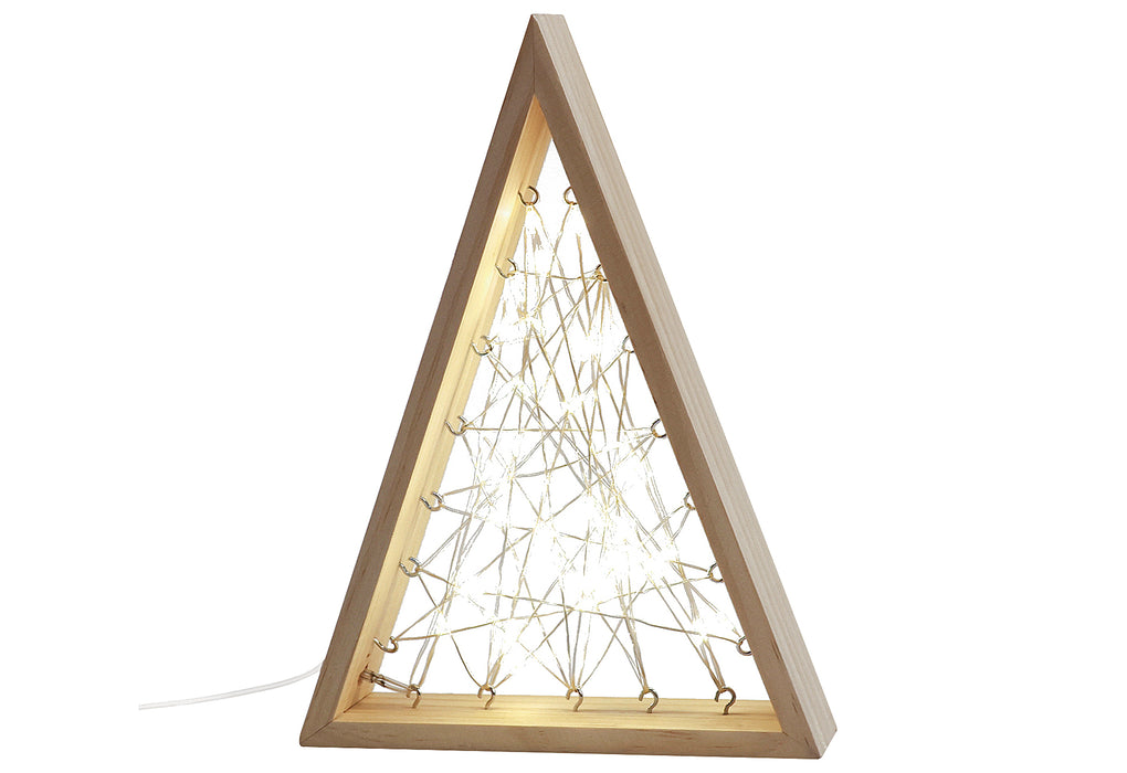 F-H-S Holztanne mit 40 Kupferdraht LED batteriebetrieben 18x5,5x25cm