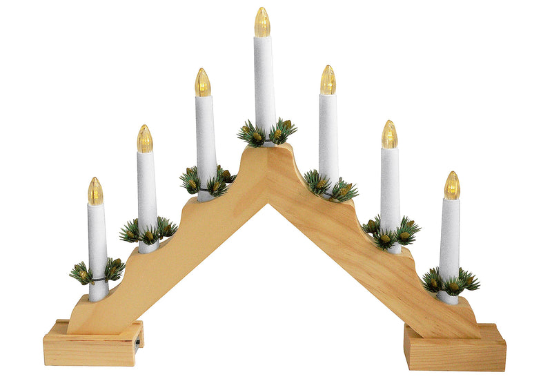 F-H-S Weihnachtsbogen Holz 7LED mit Timer 42x32cm ohne 2xAA Batterien