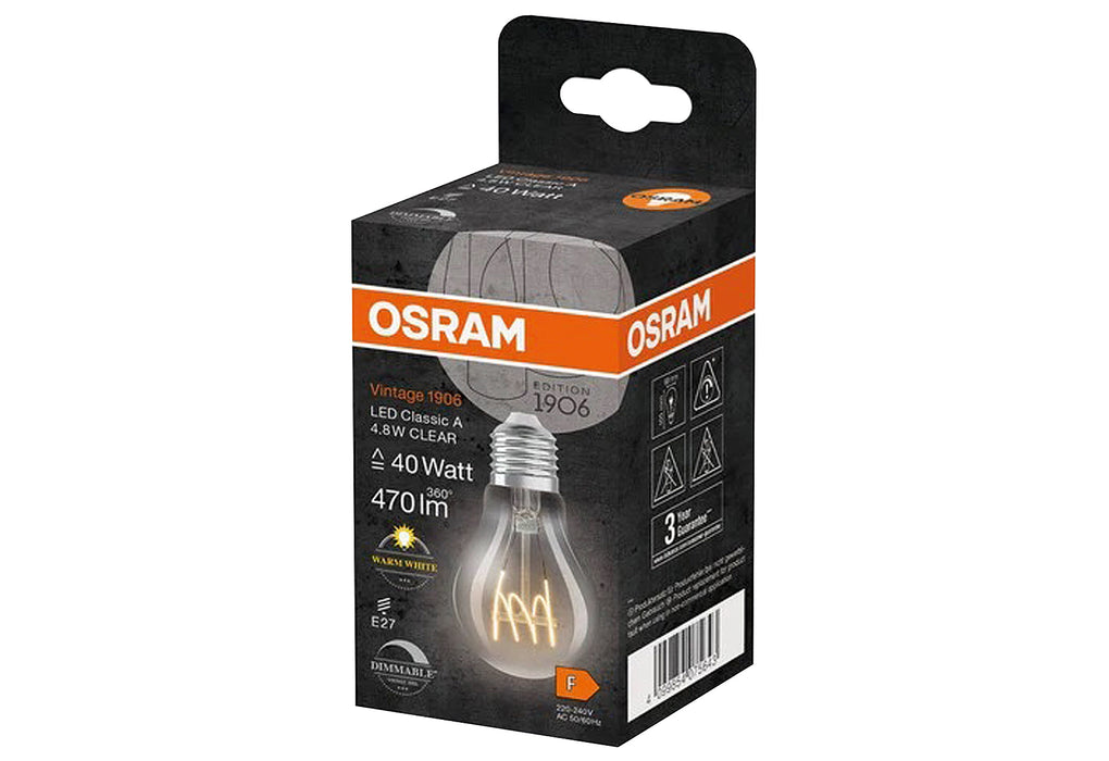 OSRAM LED Filament LED CL A 40 D 4,8W/827 S FIL H E27