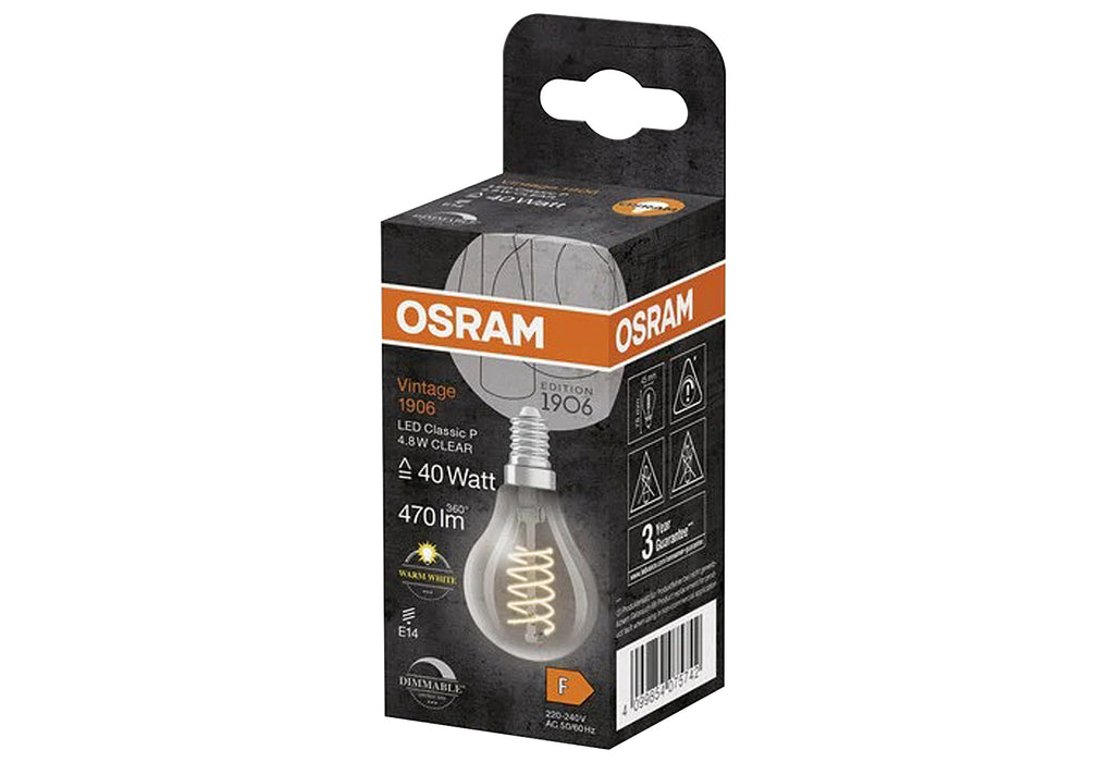 OSRAM LEDFIL Tropfen 4,8W 470lm 2700K klar E14