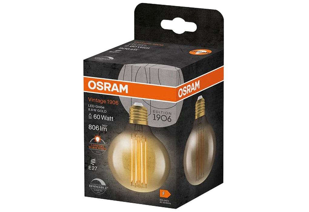 OSRAM LEDFIL Globe 80 D 8,8W 806lm 2200K gold E27