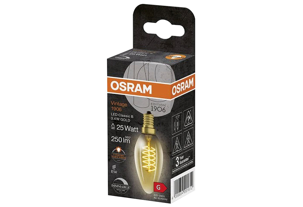 OSRAM LEDFIL Kerze D 3,4W 250lm 2200K gold E14