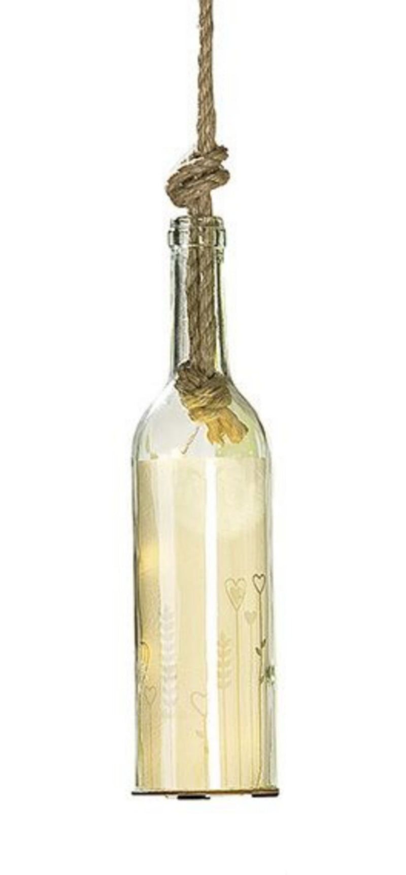 Tolle LED-Flaschendeko mit integrierter 5er Lichterkette, top angesagt, Glück & Liebe. LED Flasche mit Spruch, Modell: HERZEN WIESE, 30 x 8 x 8 cm, Creme Farbtöne, Hoher Neidfaktor.