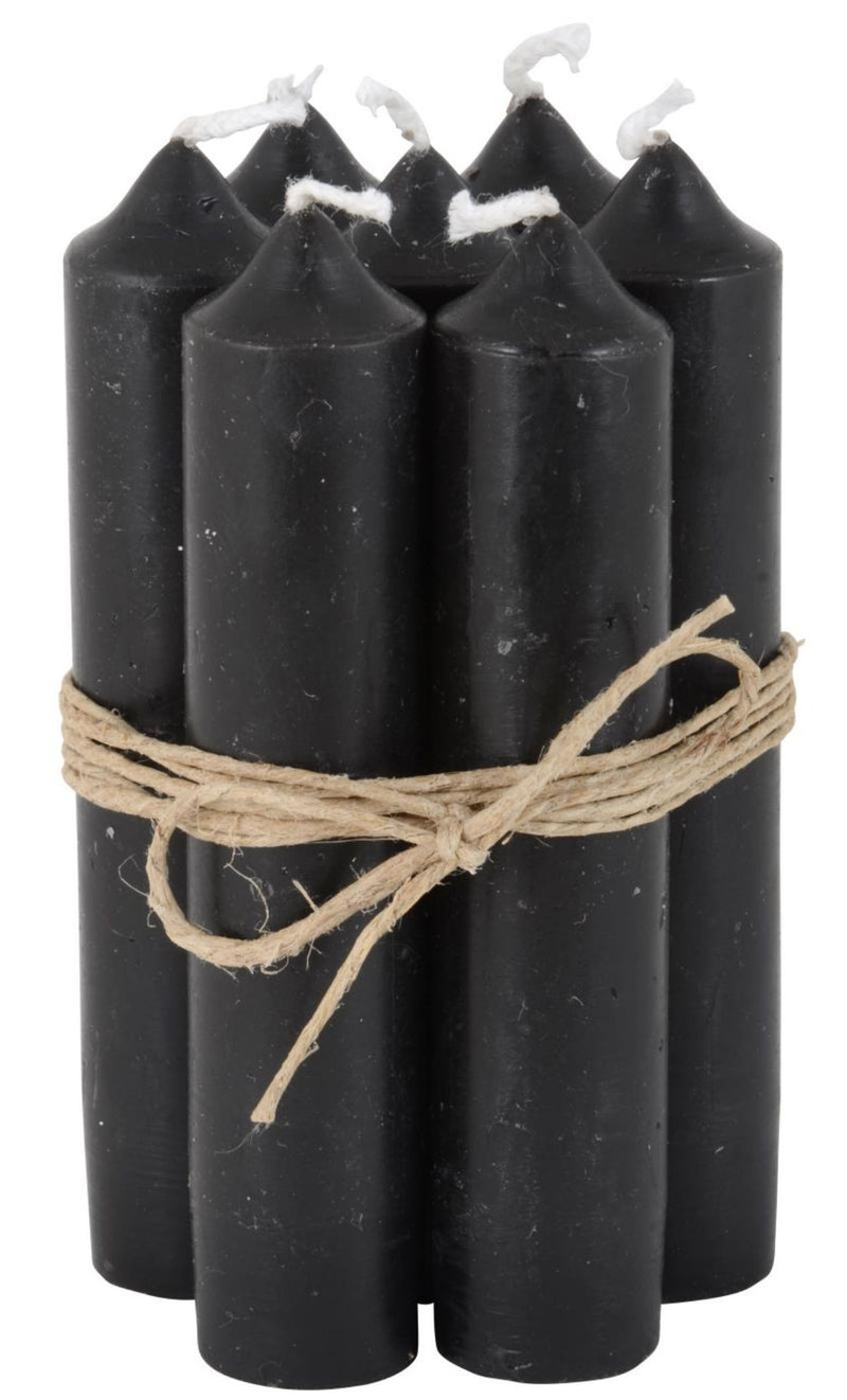 Tafelkerzen 8er Set, klassische Stabkerzen im Landhauslook. Farbe SCHWARZ, 2,2 cm Durchmesser, Höhe 11 cm