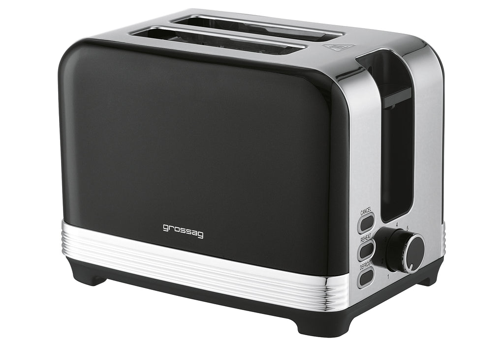 GROSSAG 2-Scheiben Toaster Edelstahl/schwarz metallic