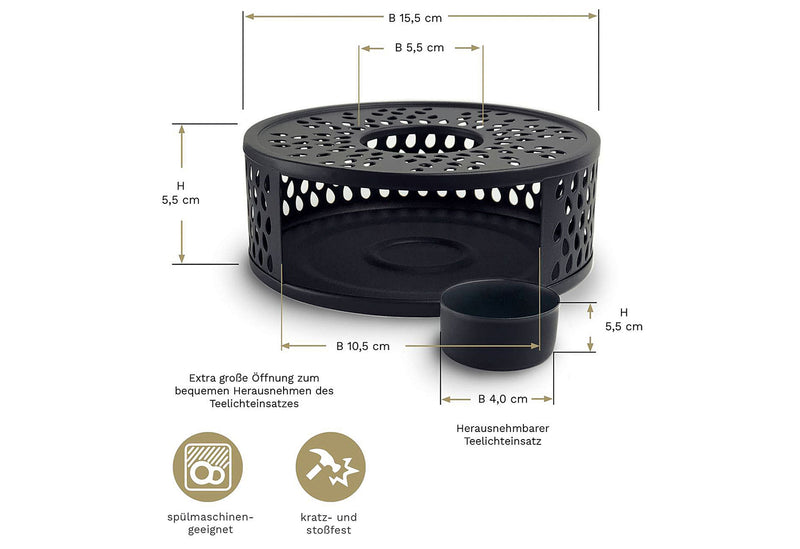 CREANO Stövchen Leaf schwarz