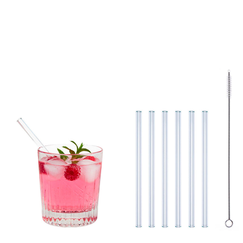 Glastrinkhalm Set 7 tlg. - Länge 15 cm