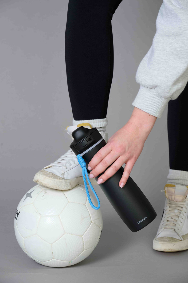 Sport-Flasche "Active", 600 ml, Edelstahl, schwarz