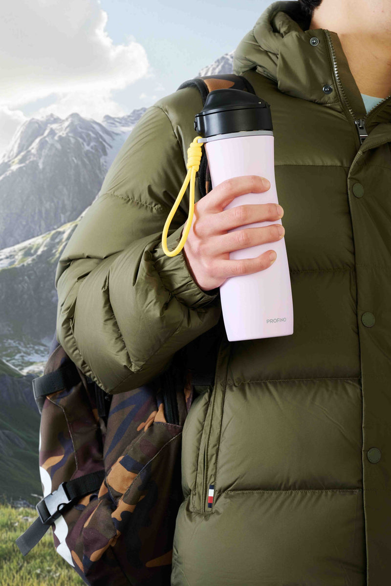 Sport-Flasche "Active", 600 ml, Edelstahl, Flieder