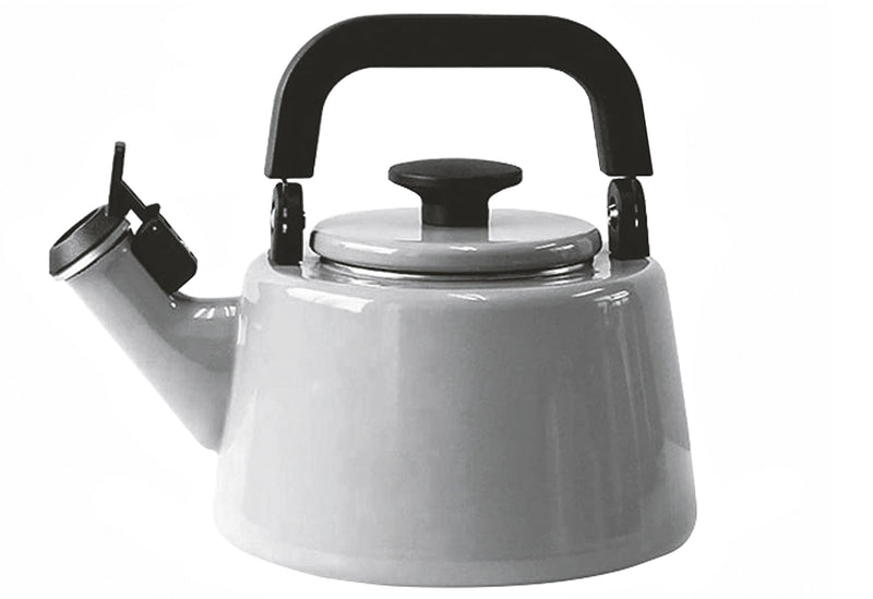 FUJIHORO Pfeifender Wasserkessel Cotton Emaille 2,1l grau