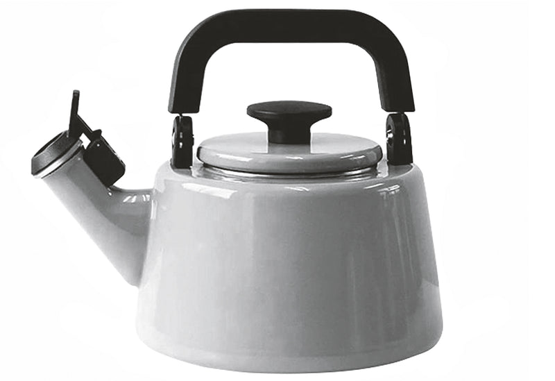 FUJIHORO Pfeifender Wasserkessel Cotton Emaille 2,1l grau