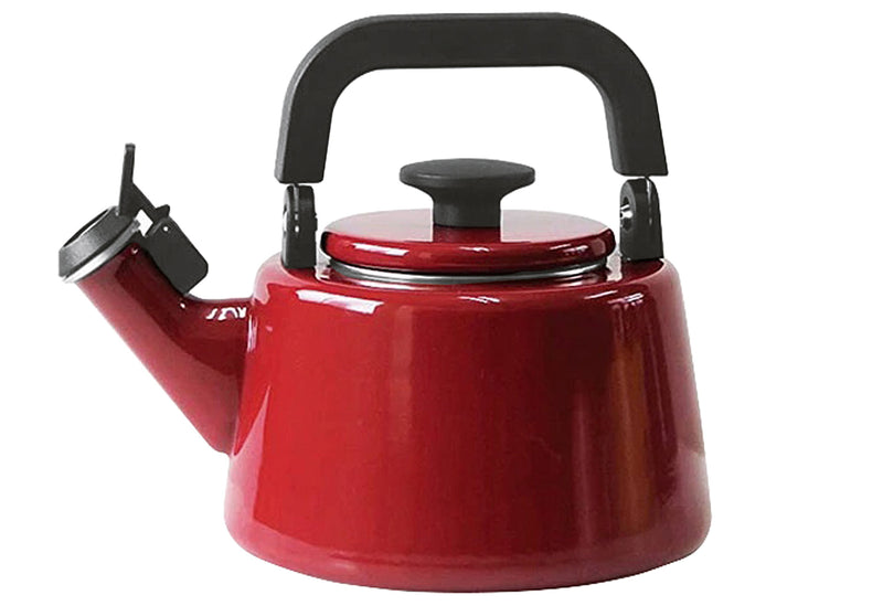 FUJIHORO Pfeifender Wasserkessel Cotton Emaille 2,1l rot