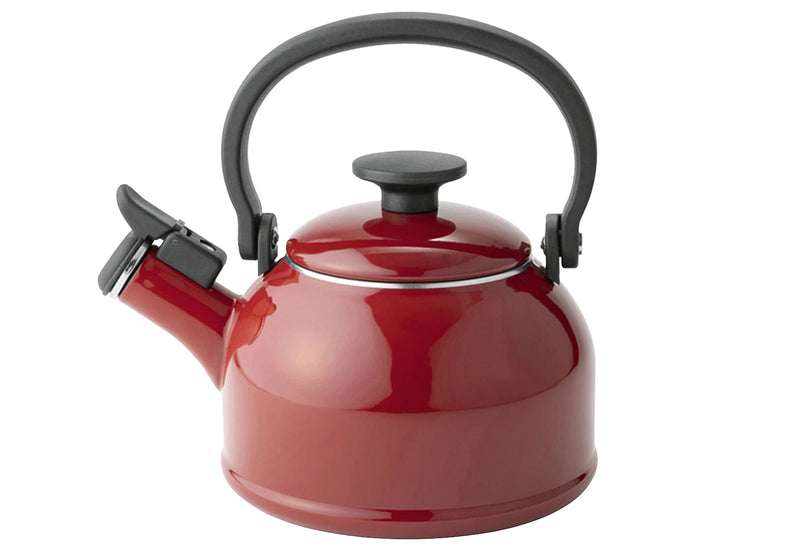 FUJIHORO Pfeifender Wasserkessel Cotton Emaille 1,6l rot