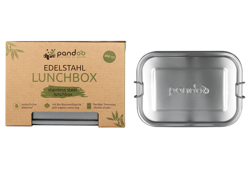 PANDOO Lunchbox Edelstahl 800ml 17,5x12,5x6cm