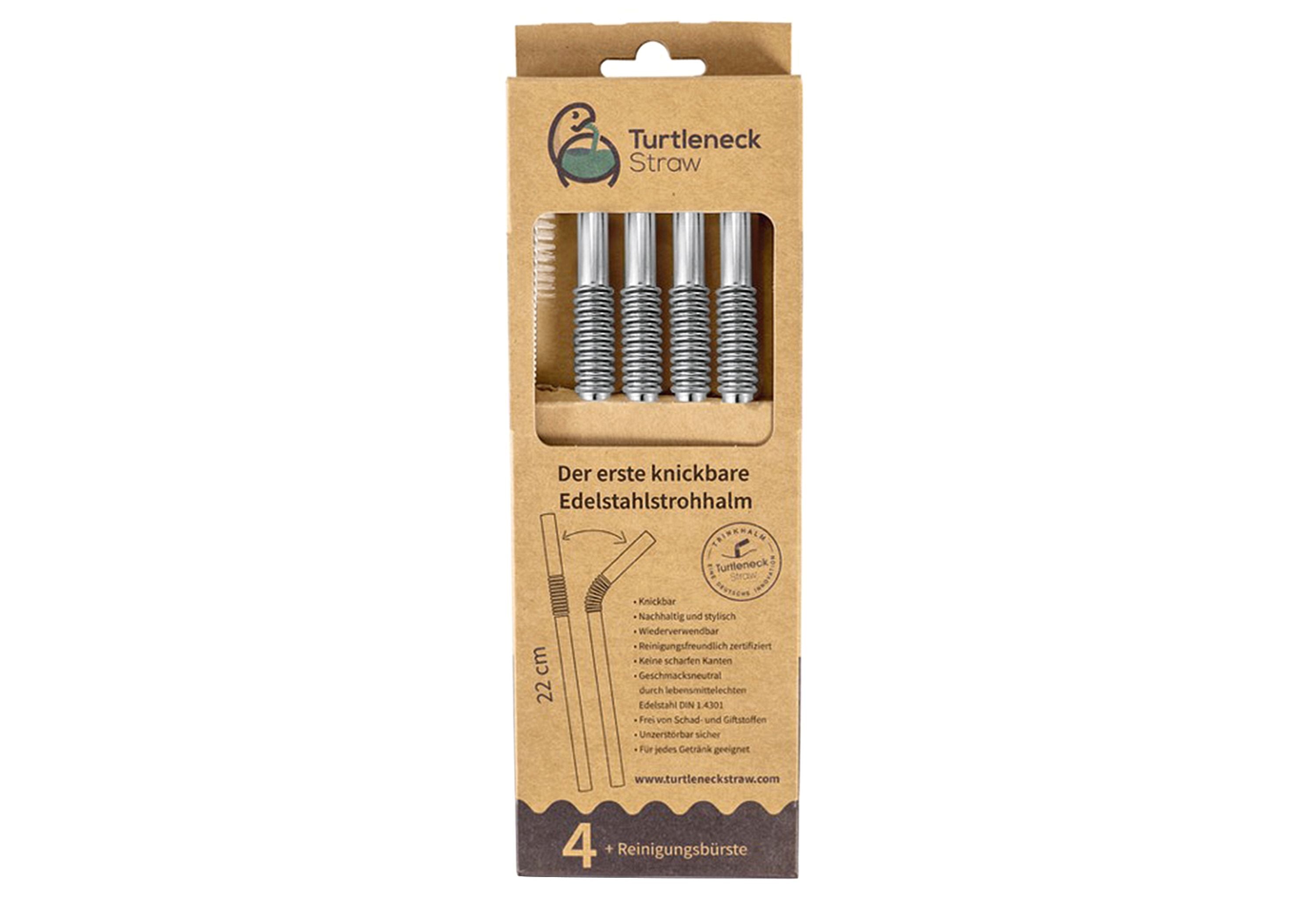 Trinkhalme biegsam 22cm 5er Pack Edelstahl silber