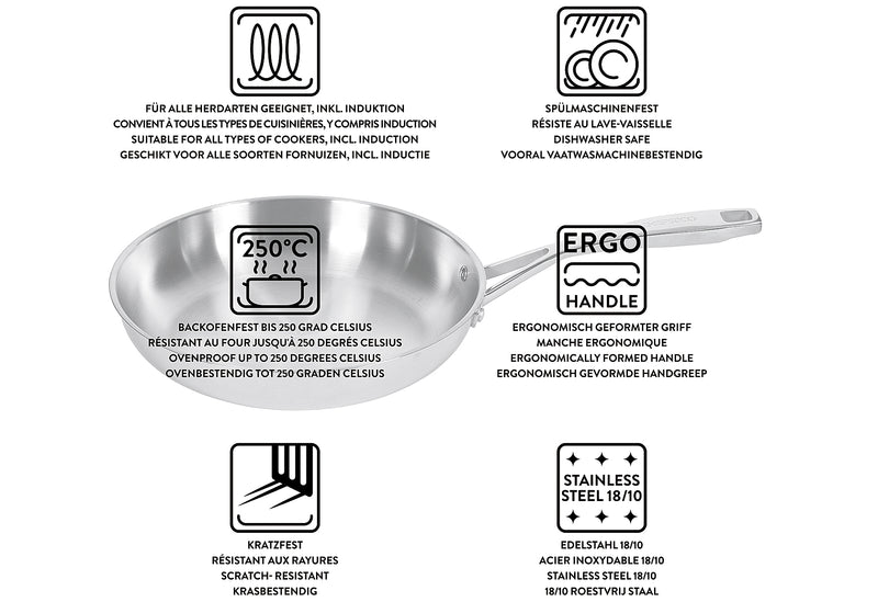 CHEFS&CO Bratpfanne unbeschichtet 28cm Profi Gourmet