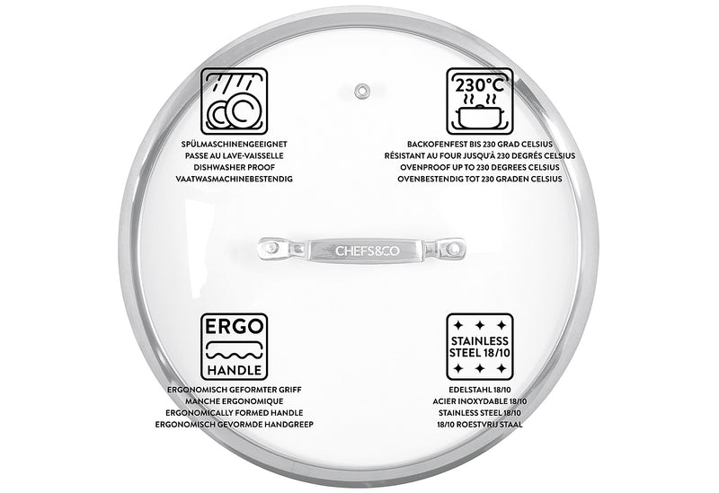 CHEFS&CO Glasdeckel 24cm