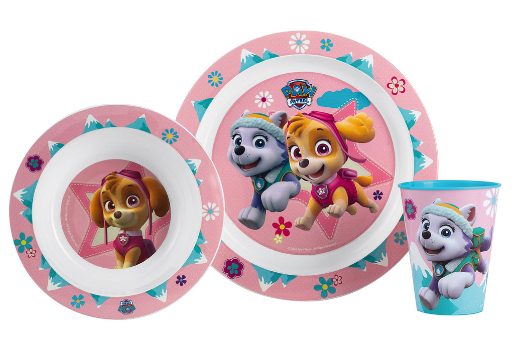 P:OS  Frühstücksset Paw Patrol Girl (Teller, Schale,Trinkglas) 3teilig