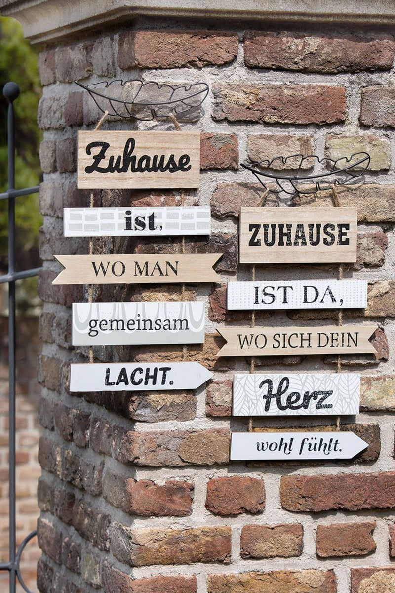Landhaus Garten Holzplankenschild , Modell: DEIN HERZ WOHLFÜHLT , Material Holz mit Metall-Deko-Feder , Maße 44 x 28 cm, Naturband, ideal für Garten, Terrasse oder einfach Zuhause.