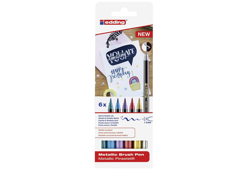 EDDING Fasermaler 1340 Brushpen metallic sortiert  6er Set
